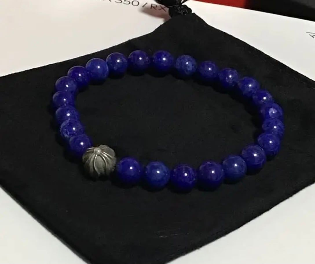 CHROME HEARTS クロムハーツ 8mm ラピスラズリビーズ ブレスレット CHクロス