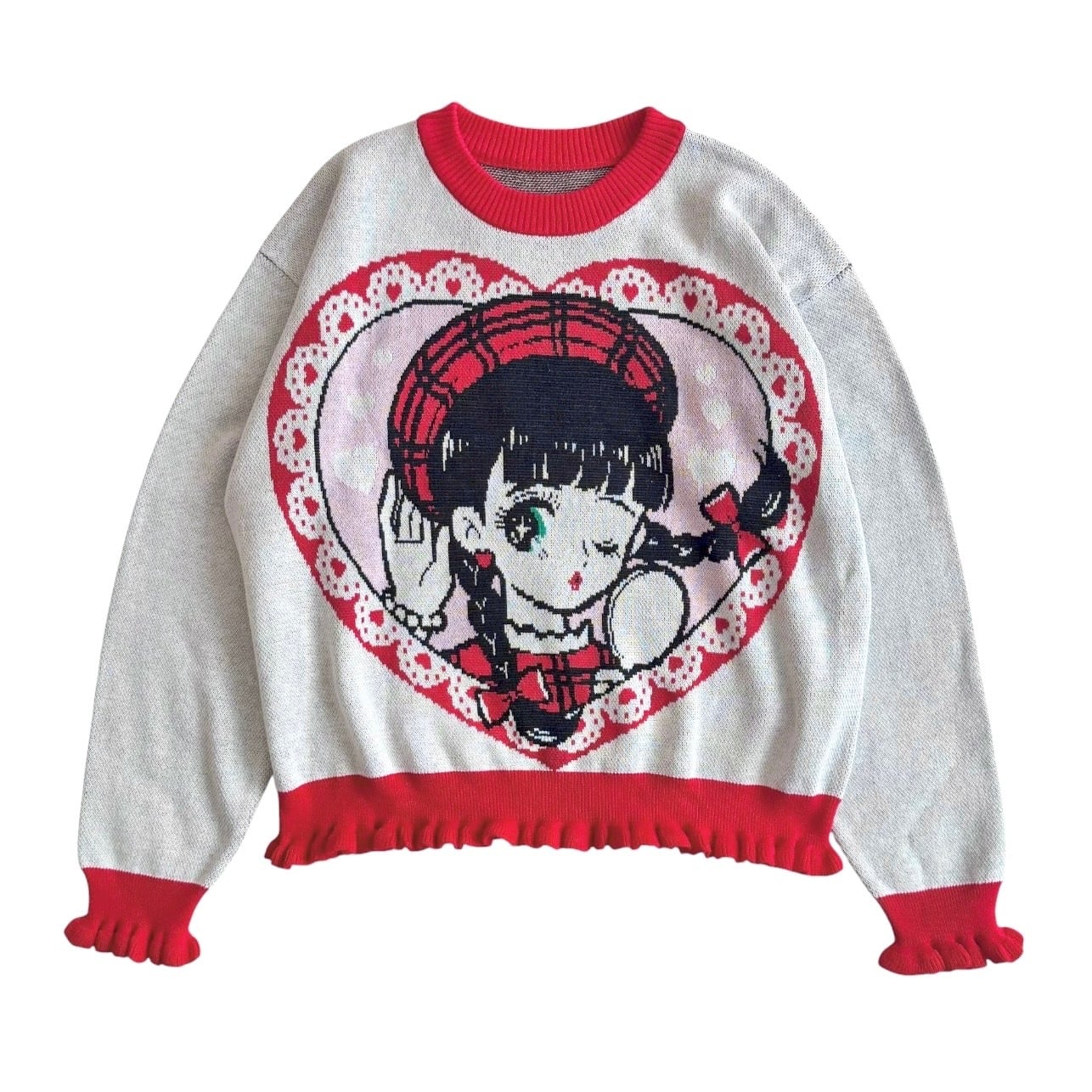 黒髪少女ニット