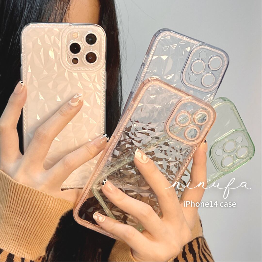 美しいデザインガラス◎新型 iphone14 シリーズ対応 クリアケース 落下防止 カメラレンズ保護 韓国っぽ スマホケース 4color ND-14750