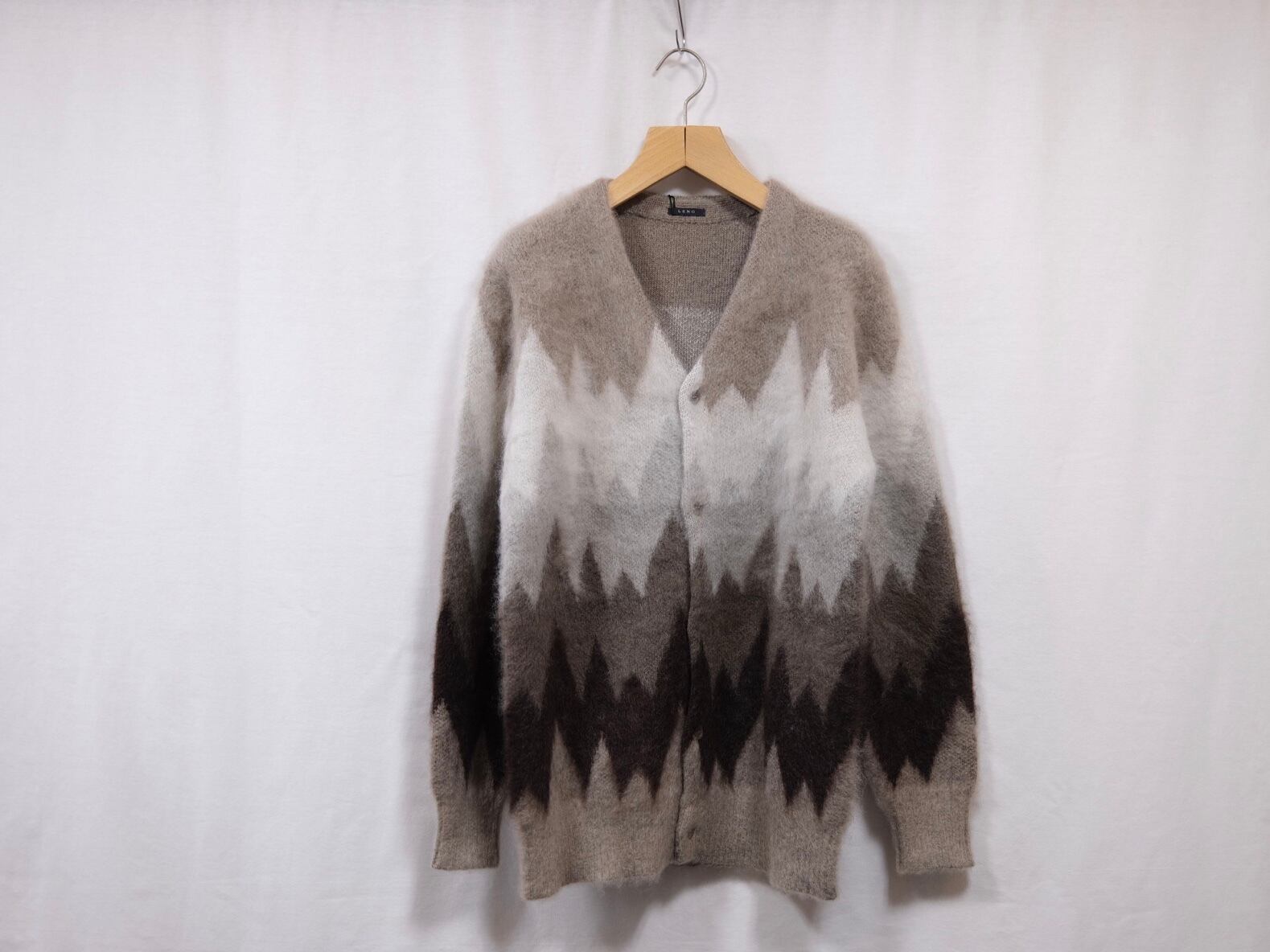 LENO” MOHAIR CARDIGAN BEIGE JACQUARD” | Lapel online store