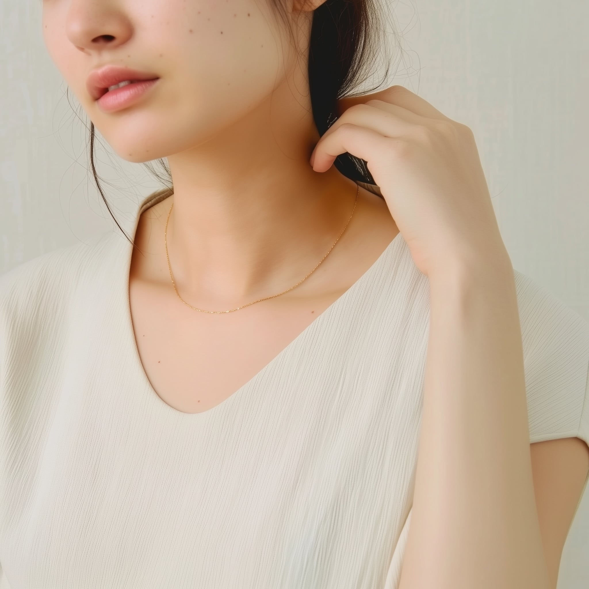 再入荷】K18 チェーンネックレス〈シャイン〉42cm つけっぱなし 再入荷】K18 チェーンネックレス〈シャイン〉42cm つけっぱなし