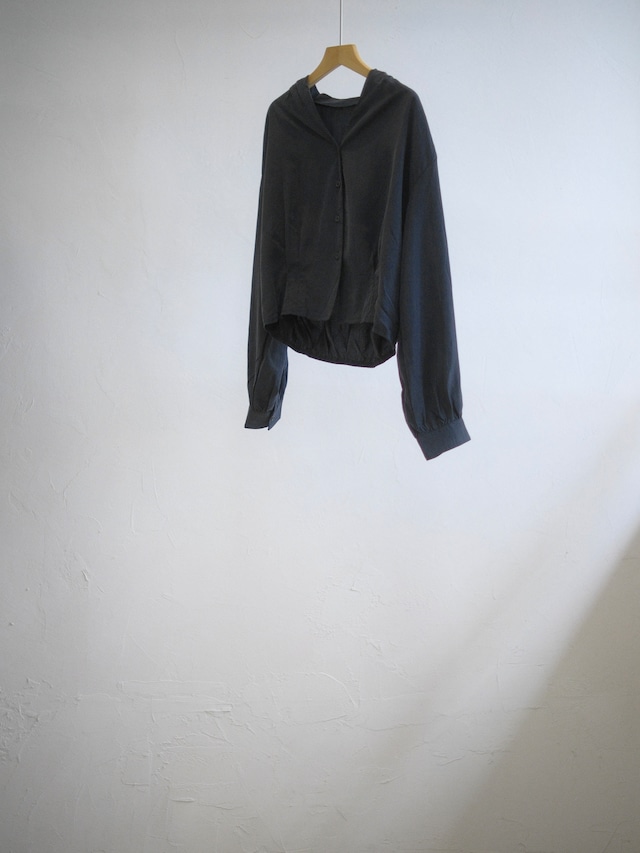 Dropped Shoulder Drape Shirt / BLACK