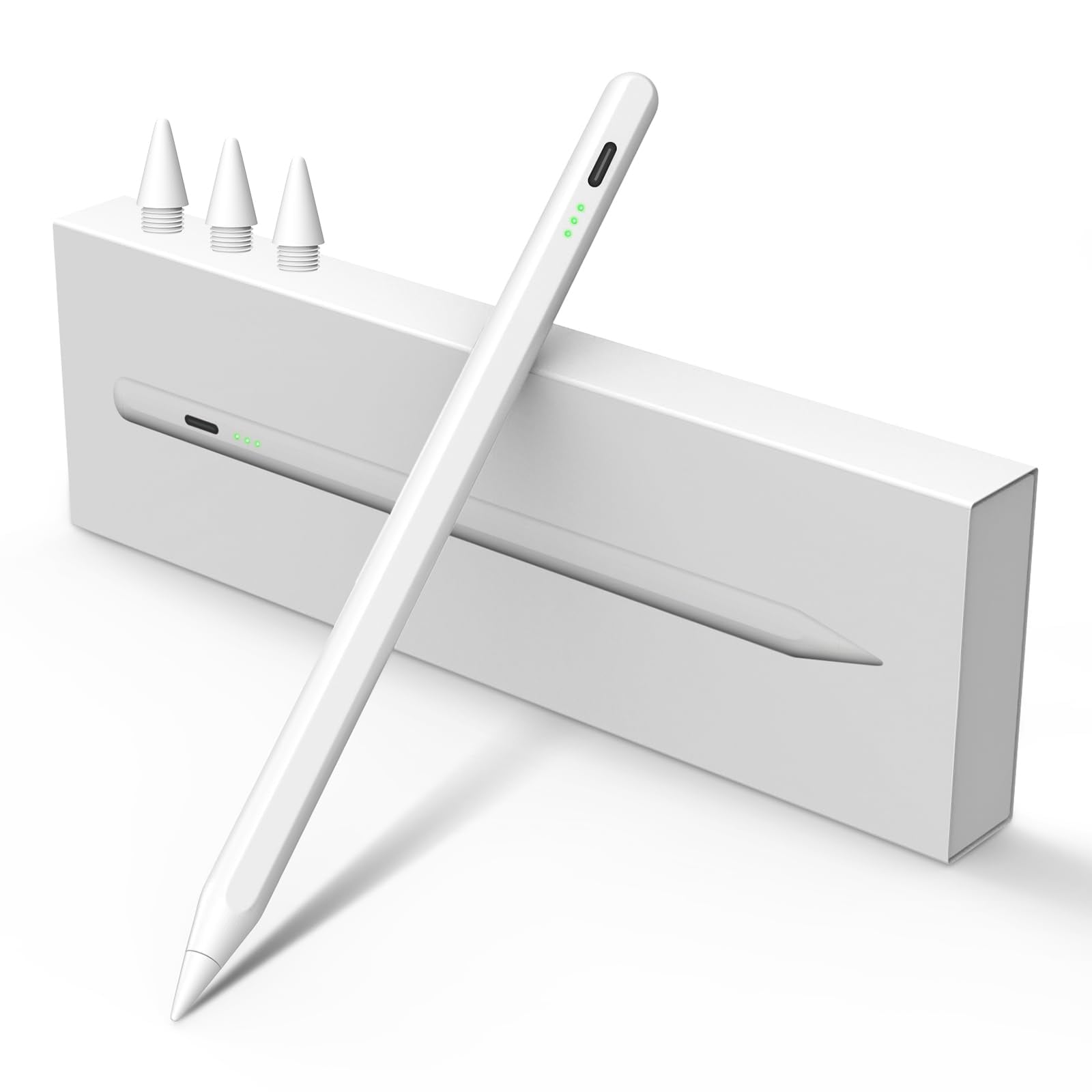 MEKO iPad用ペン 13分急速充電 タッチペン バッテリー残量表示 パームリジェクション 超高精度 2018年以降iPad対応 ホワイト