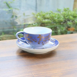 【アウトレット】有田焼　コーヒー碗皿　ブルーぼかし鳥唐草 3-033