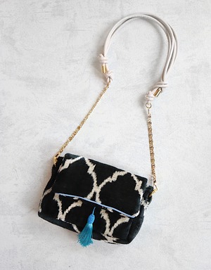 ＊Silk Ikat velvet タッセルMINI BAG ＊Black
