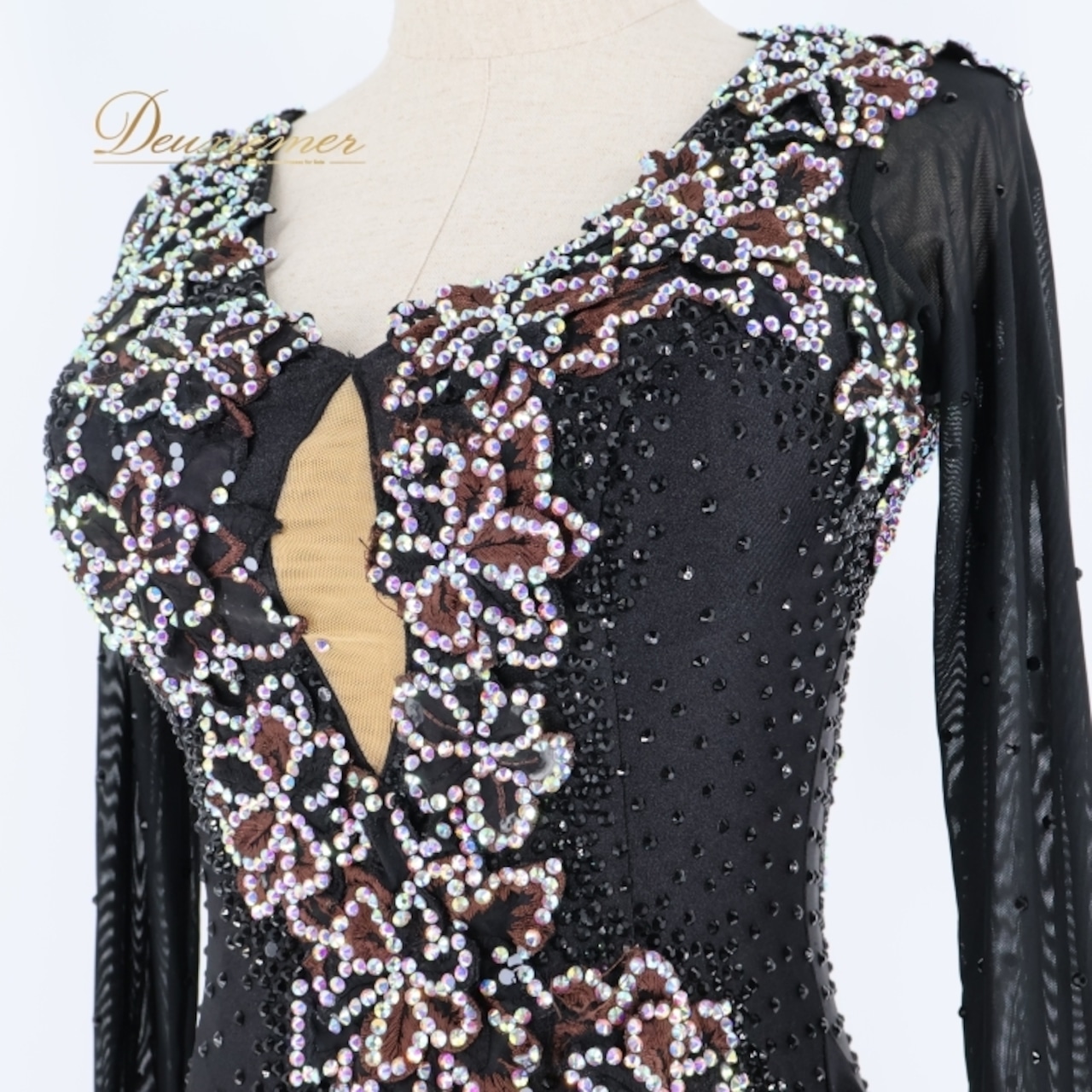 社交ダンス 衣装 ラテン ドレス ワンピース ラテンドレス 黒 デモ 競技 パーティ 発表会 花 刺繍 GRANT ブラック系 おしゃれ 上品 競技用 レディース フォーマル エレガント 舞台衣装 ダンス衣装 発表会用 ステージ用