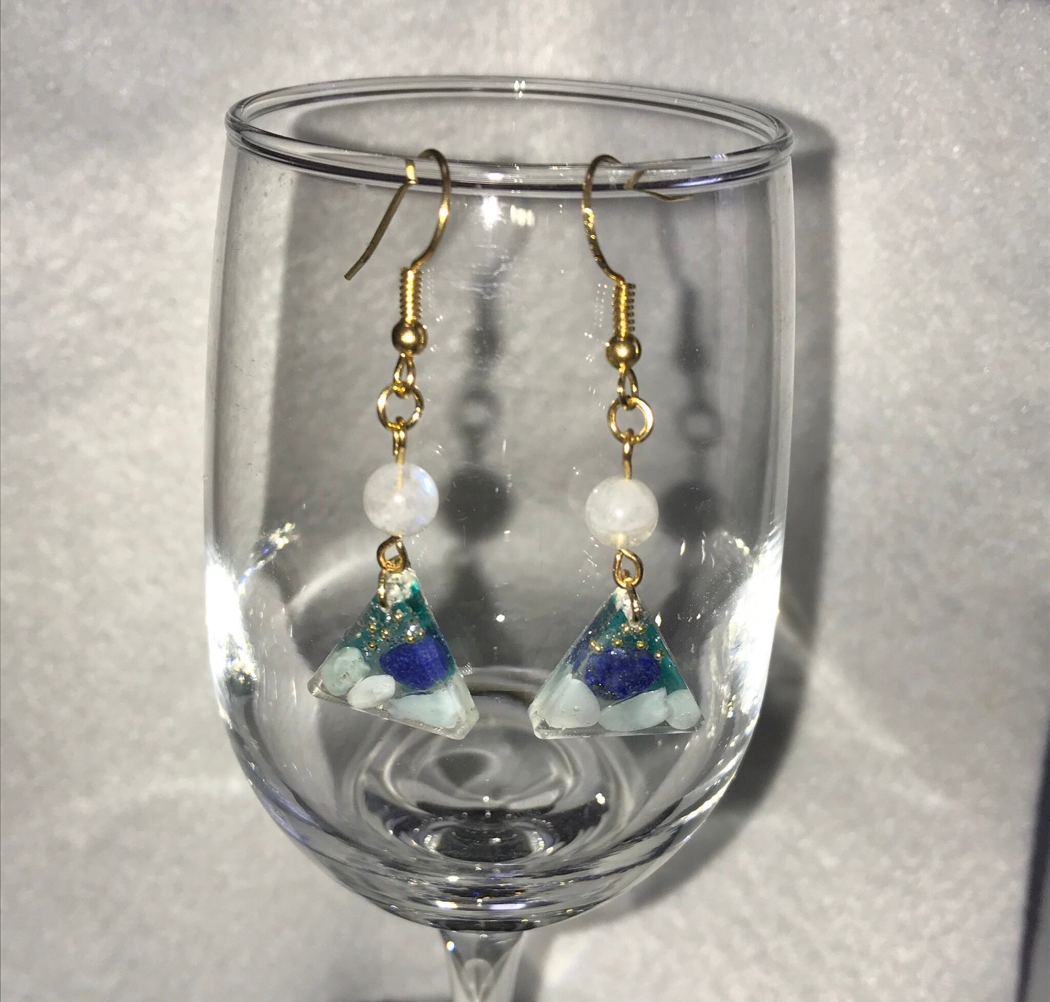 ラピスラズリ＆ラリマー ピアス