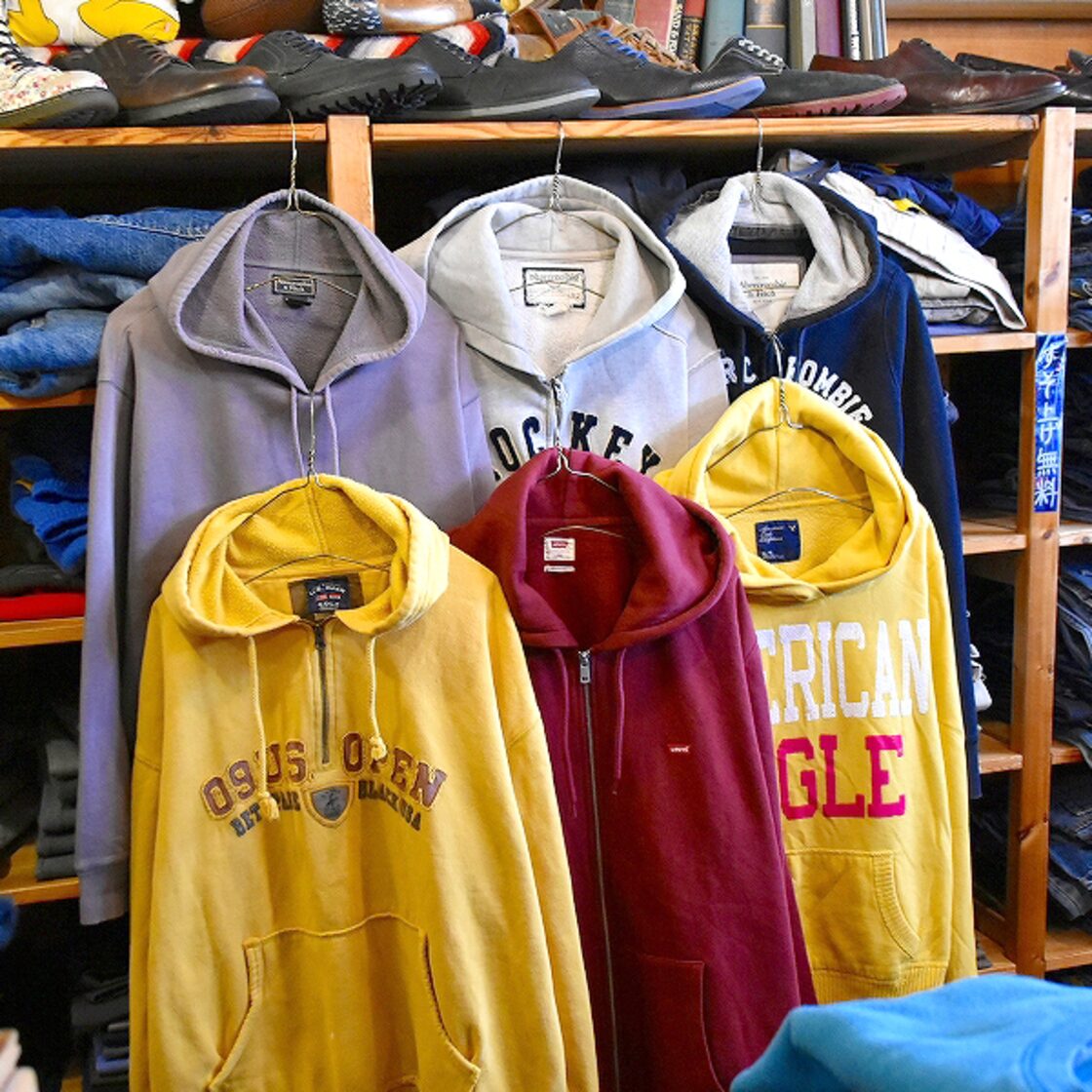 1点物◇アバクロA&F裏地サーマル紺スウェットパーカー古着レディースM 