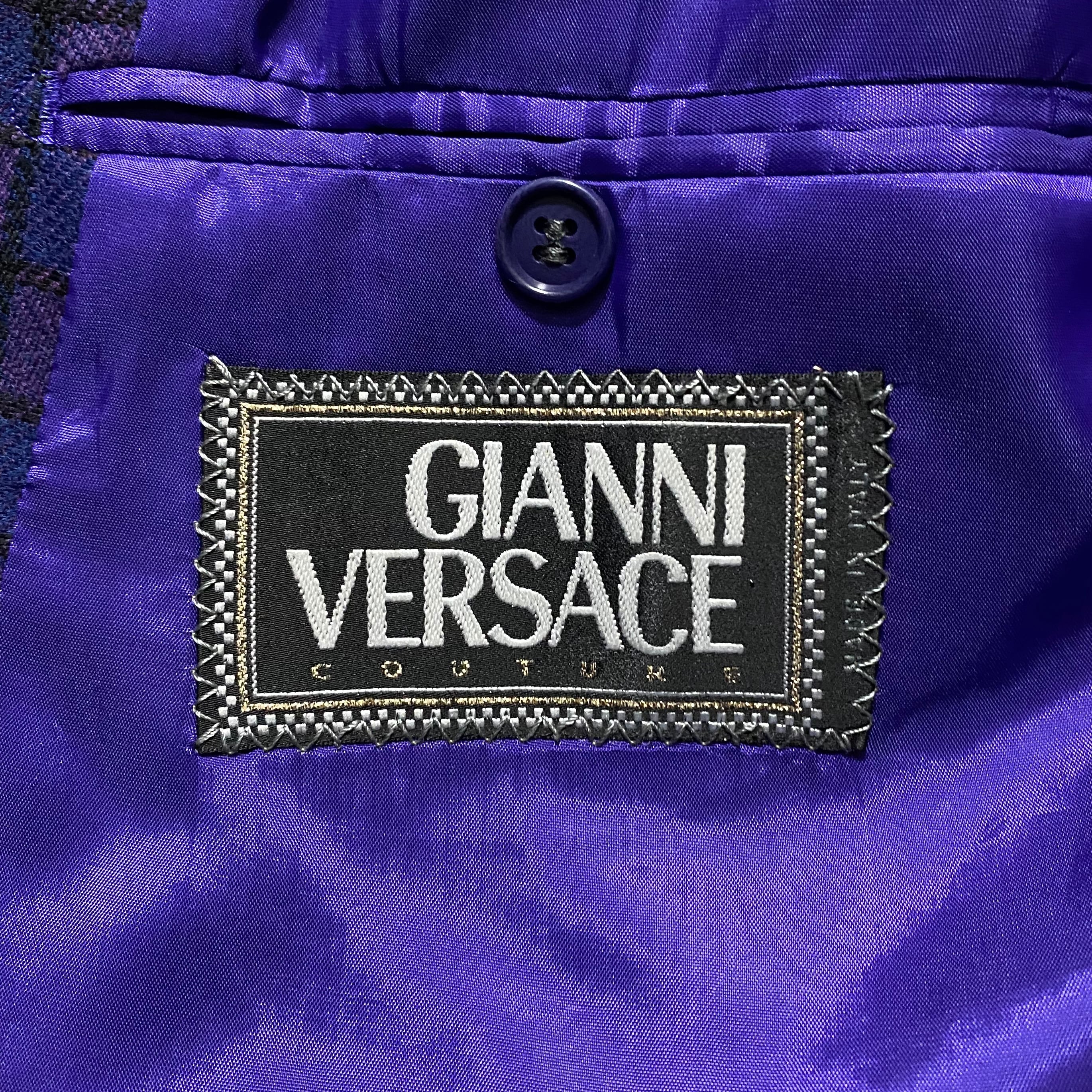 vintage GIANNI VERSACE block pattern purple tailored jacket | NOIR
