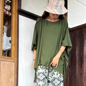 レーヨンフリンジポンチョ