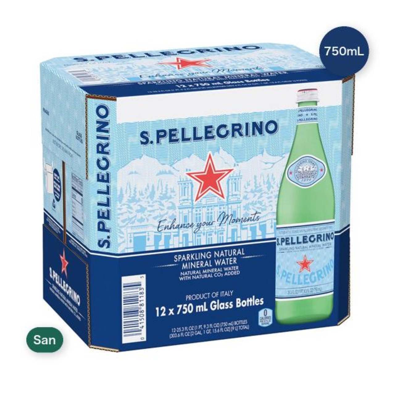 サンペレグリノ 750ml x 12ボトル 瓶