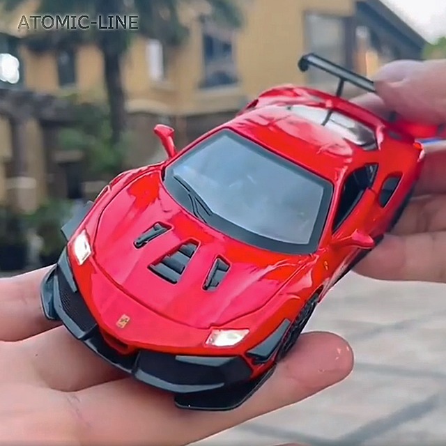 フェラーリ 488 1/32 ミニカー 全3色 ライト点灯 エンジンサウンド 合金モデル 模型 ジオラマ ferrari488