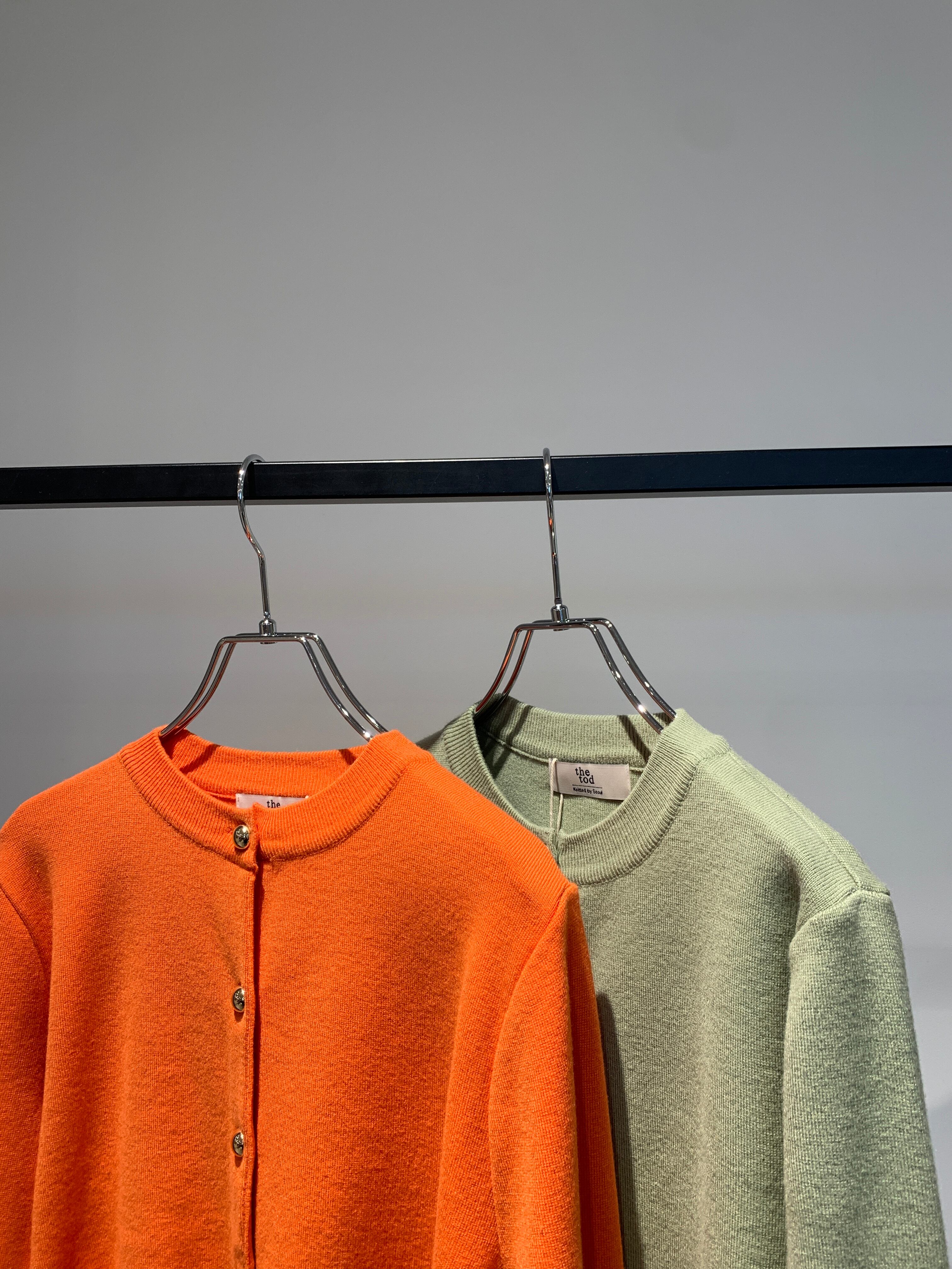 gold button crew neck cardigan