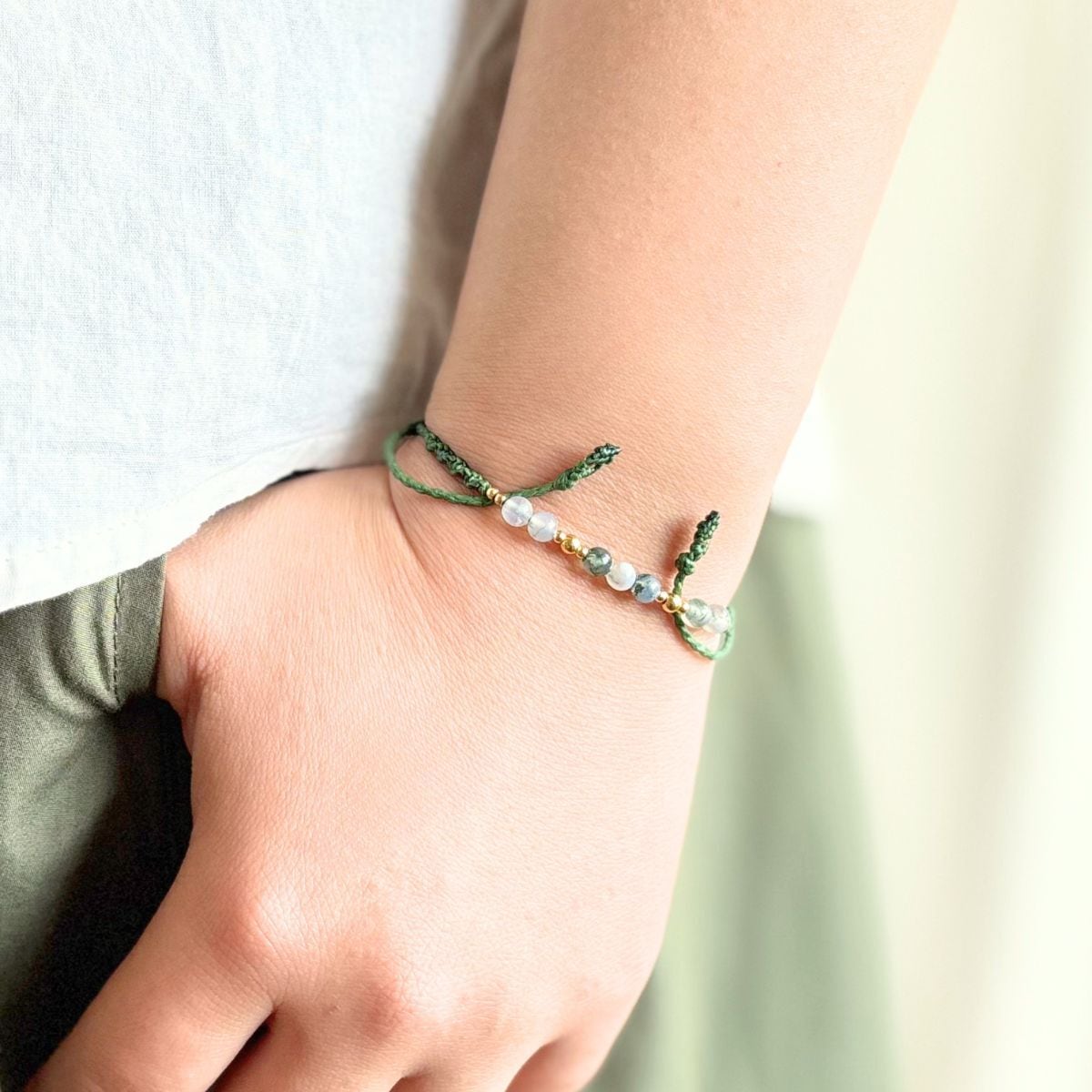 つけっぱなし ブレスレット アンクレット ミサンガ 水に強い 金属アレルギー配慮 ステンレス 天然石 紐 シルバー ゴールド 切れにくい 足首 おしゃれ