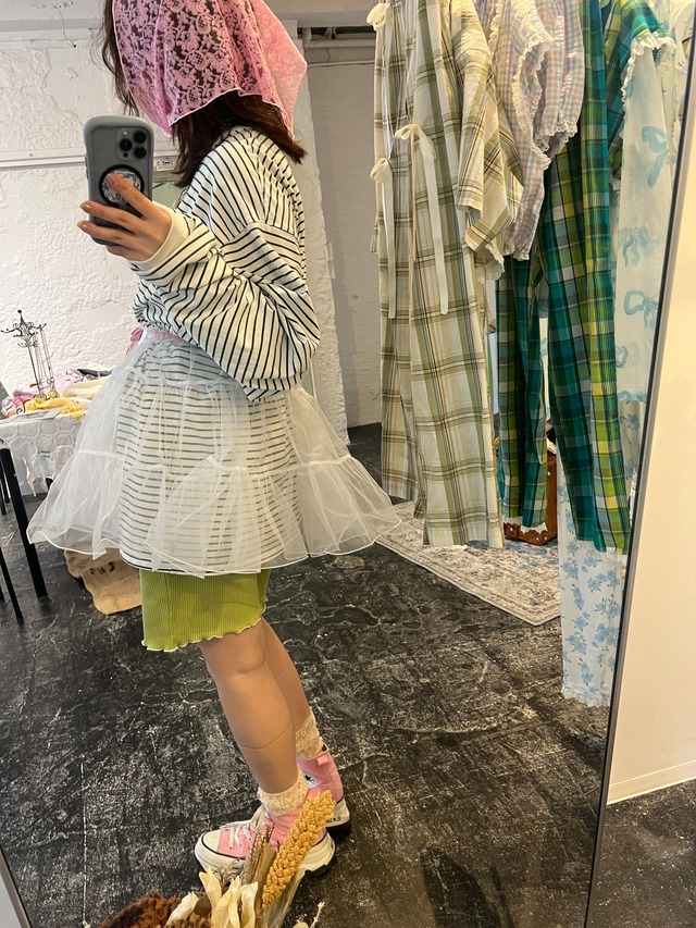 panier layered skirt / white, green
