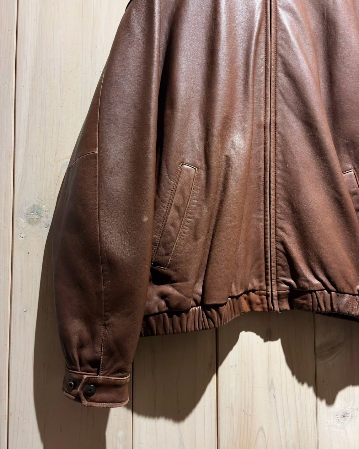 a.k.a.C.a.k.a vintage】Brown Color Vintage Zip Up Lamb Leather
