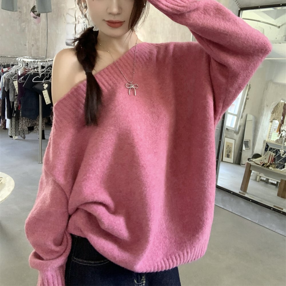 【tops】オフショルダーニットセーター M26982