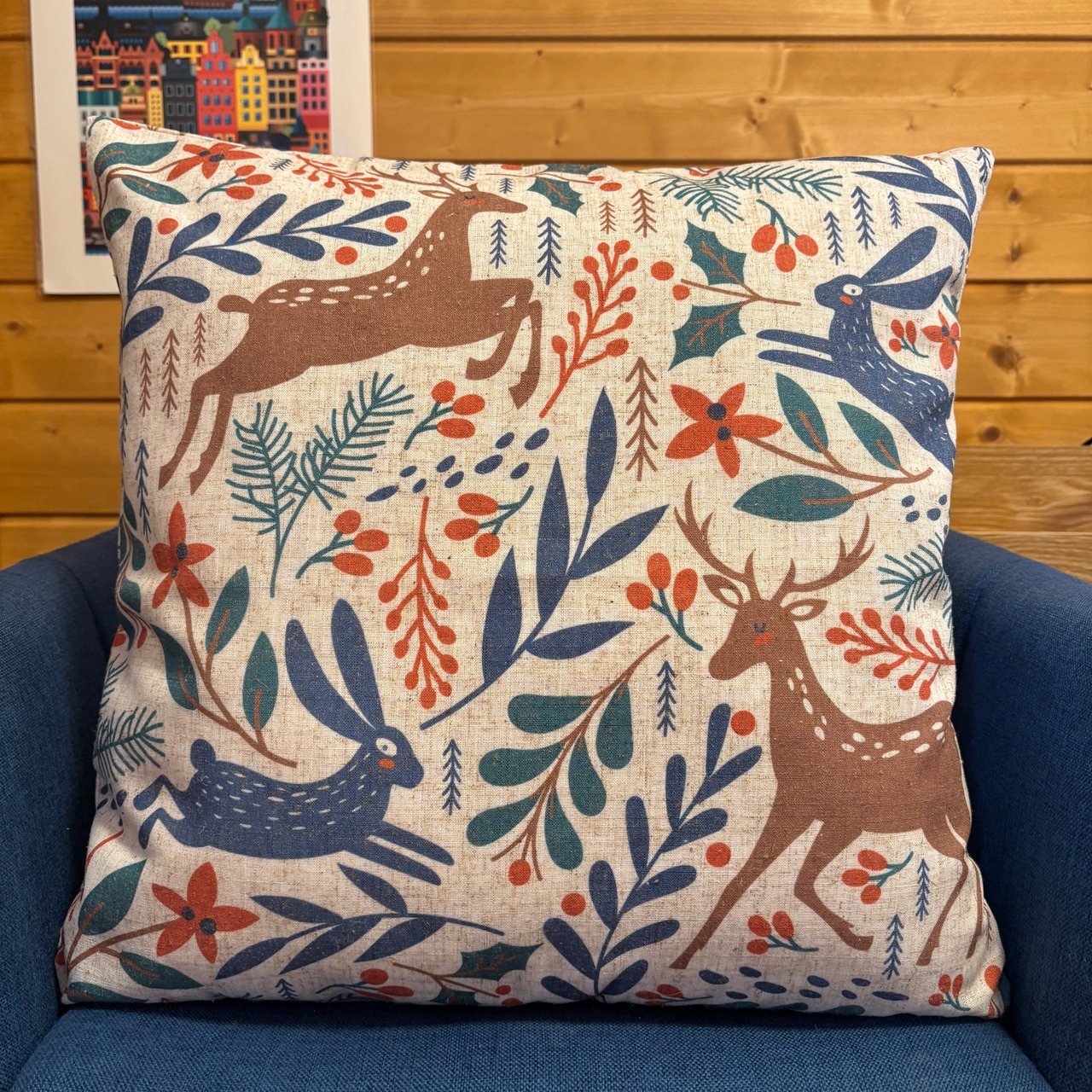 CUSHION COVER JUMP（クッションカバー　北欧　柄：森の動物たち）