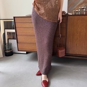 ラメバックスリットタイトSK/ブラウン