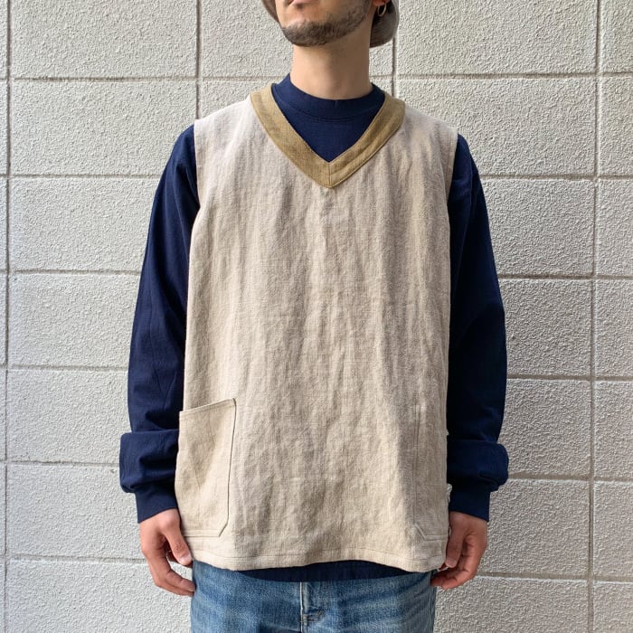 Nigel Cabourn / FRENCH HOSPITAL VEST REVERSIBLE - LINEN