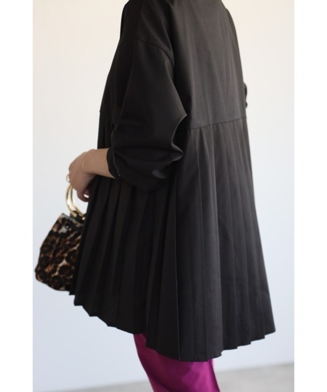 カジュアルチュニックプリーツシャツ