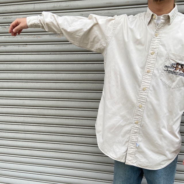 90s RalphLauren ポロスポーツマン カモ刺繍長袖シャツ M 鴨