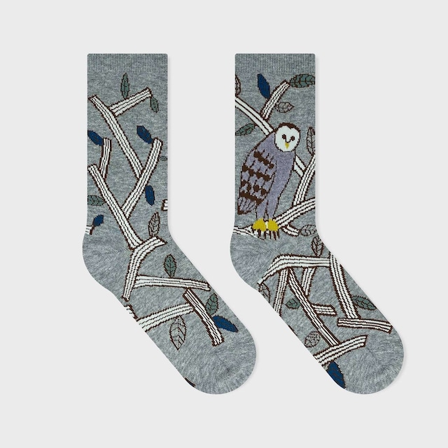 bpbp x 松尾ミユキ SOCKS BARN OWL / ソックス メンフクロウ 22-25cm オーガニックコットン使用 奈良県産 BPMM007