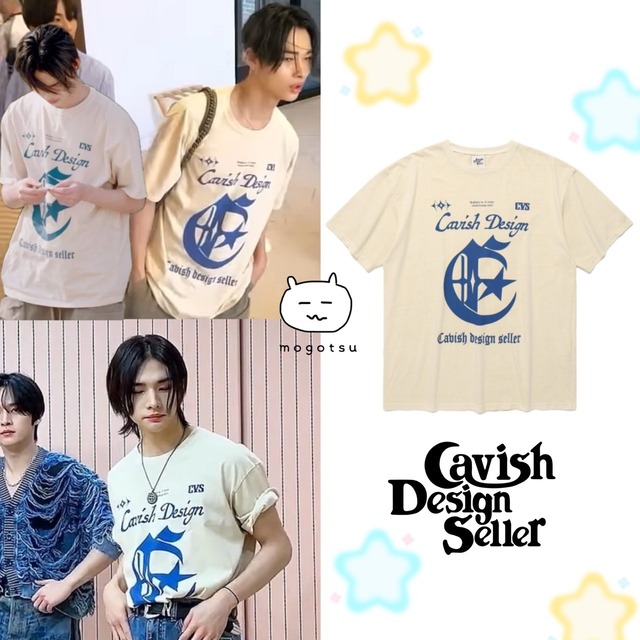 ★Stray Kids ヒョンジン / ENHYPEN ニキ 着用！！[CAVISH] PIGMENT CENTURY SS TEE IVORY(CV2EMUT503A)