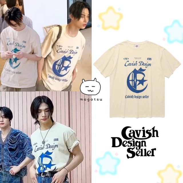 ★Stray Kids ヒョンジン / ENHYPEN ニキ 着用！！[CAVISH] PIGMENT CENTURY SS TEE IVORY(CV2EMUT503A)