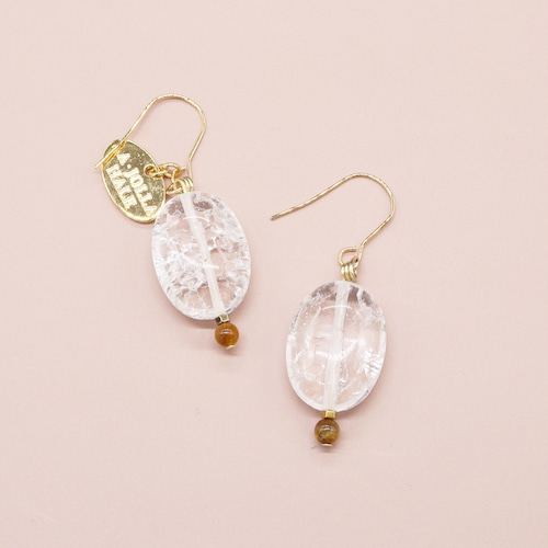 【Shining Like Stardust】クラック水晶×タイガーアイ ピアス