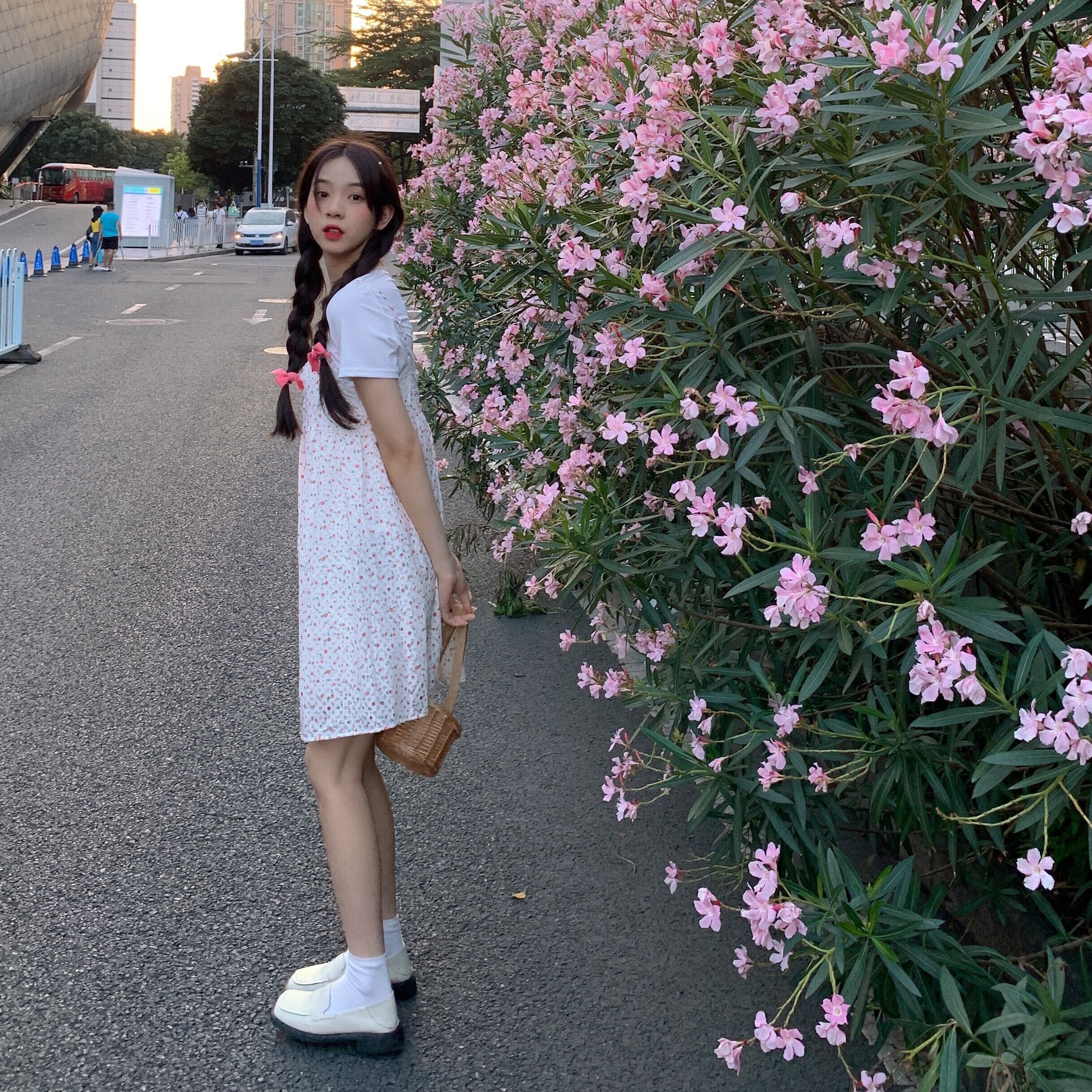 スカート フローラルドレス サマーレースルーズ薄手 大人ガーリー スウィート キュート カジュアル 夏物 花柄 ステッチ 萌量不足74940972848