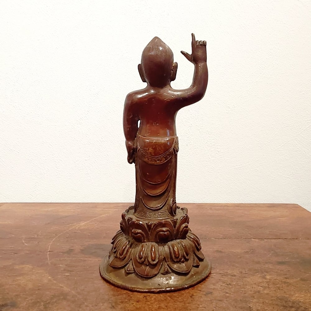 誕生釈迦仏立像　誕生仏　チベット　骨董　古美術　古銅　金属製　仏像　仏教古銅
