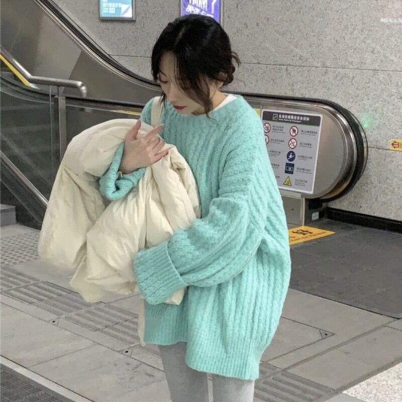 グリーンセーター オータムウィンタースタンダードスタイル レトロ 秋物 冬物 試着室70533705067