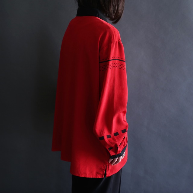 bi-color switching design minimal art loose shirt