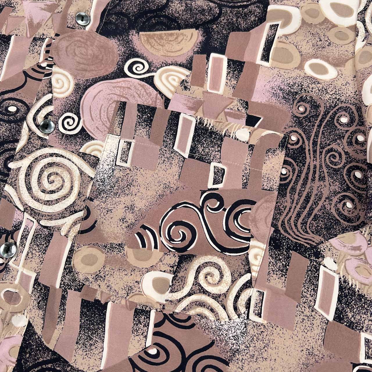 Frank Michel フランクミッシェル 幾何学模様 総柄 半袖シャツ 柄シャツ L~XL程度 /メンズ/日本製