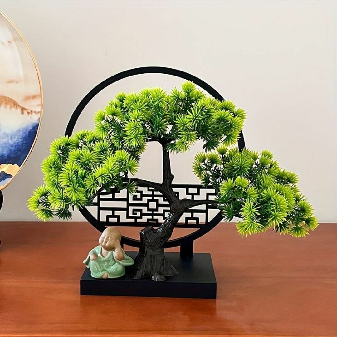 松盆栽　人工盆栽　和のインテリア Amazon｜シミュレーション鉢植え盆栽 屋内人工盆栽の木純木