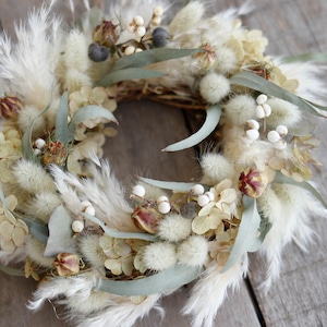 【数量限定】 韓国インテリアにも似合う♪ くすみカラーのふわふわドライフラワーリース * ドライフラワー シンプル ナチュラル インテリア ベージュ グリーン おしゃれ 北欧 開店祝い 誕生日 ギフト おしゃれ 母の日