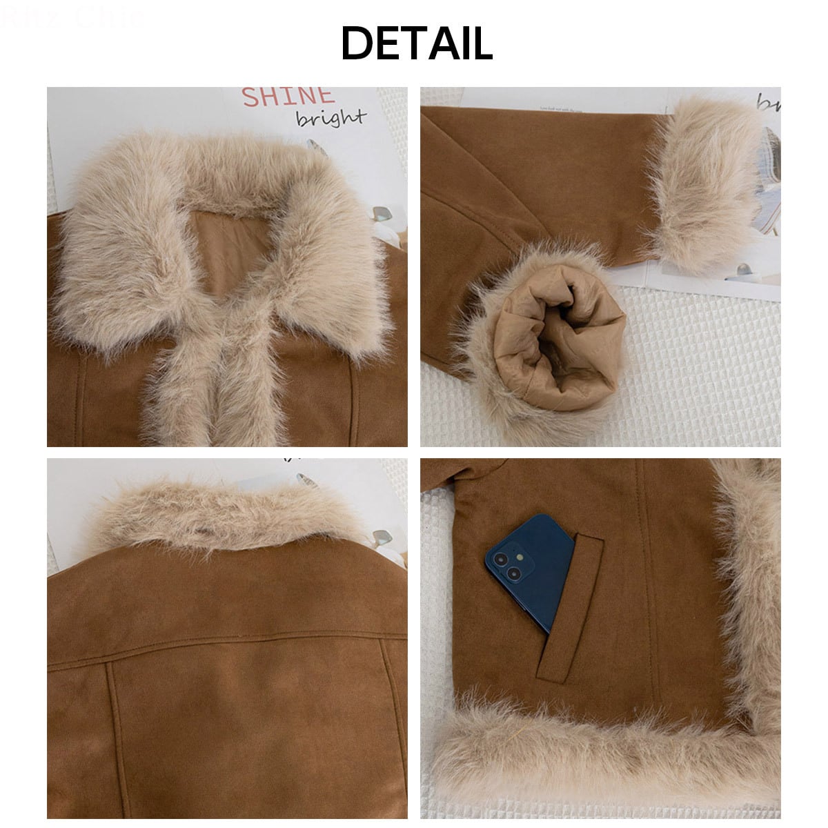 ムートン ジャケット ファー スエード レディース 長袖 秋冬 韓国 アウター 防寒 保温 暖かい おしゃれ 大人 カジュアル 通勤 通学 ショート丈 フェイクムートン ブルゾン 大人可愛い 大人女子