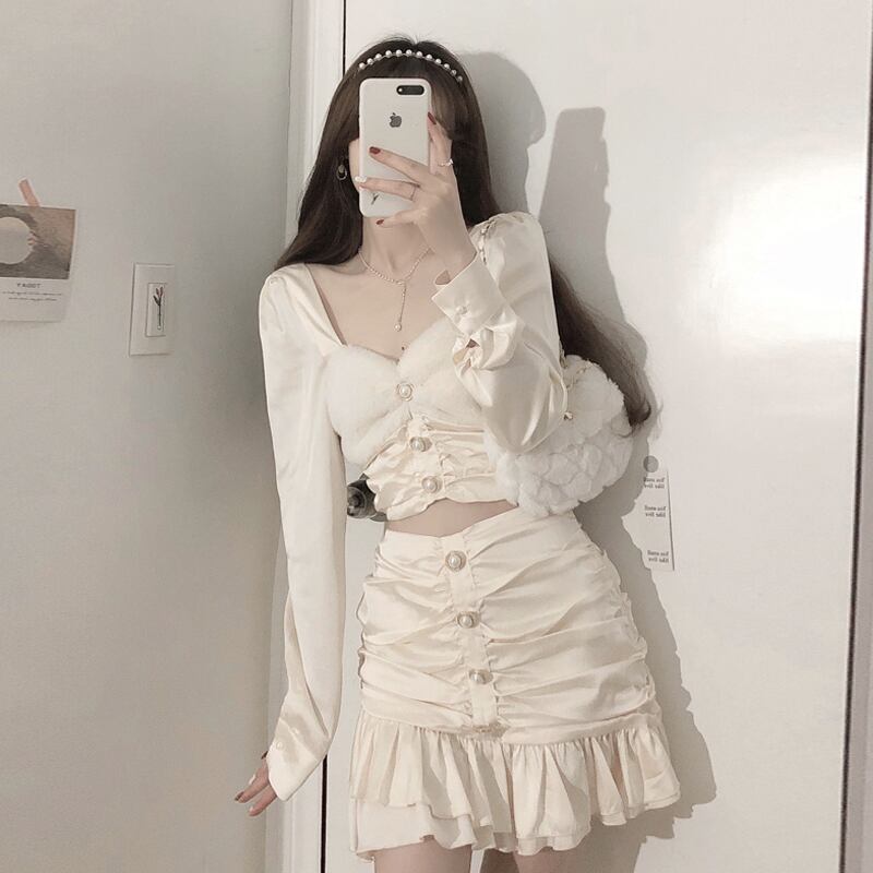 レディーススプリングハイウェストウェストスリムスカート スタイル 春物 試着室52674645779