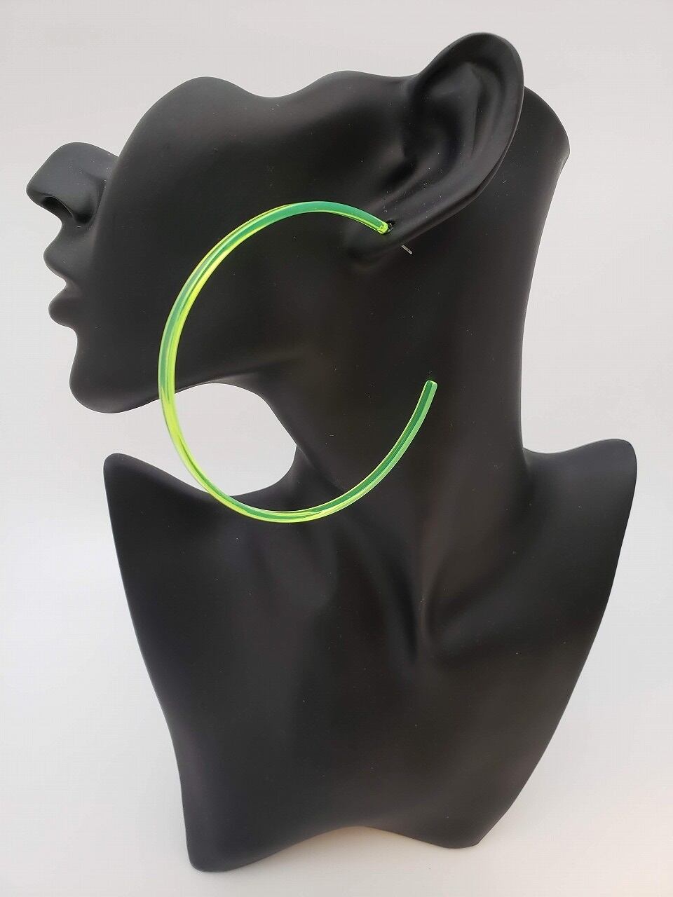 クリアフープピアス - L ネオンイエロー 蛍光 ネオンカラー