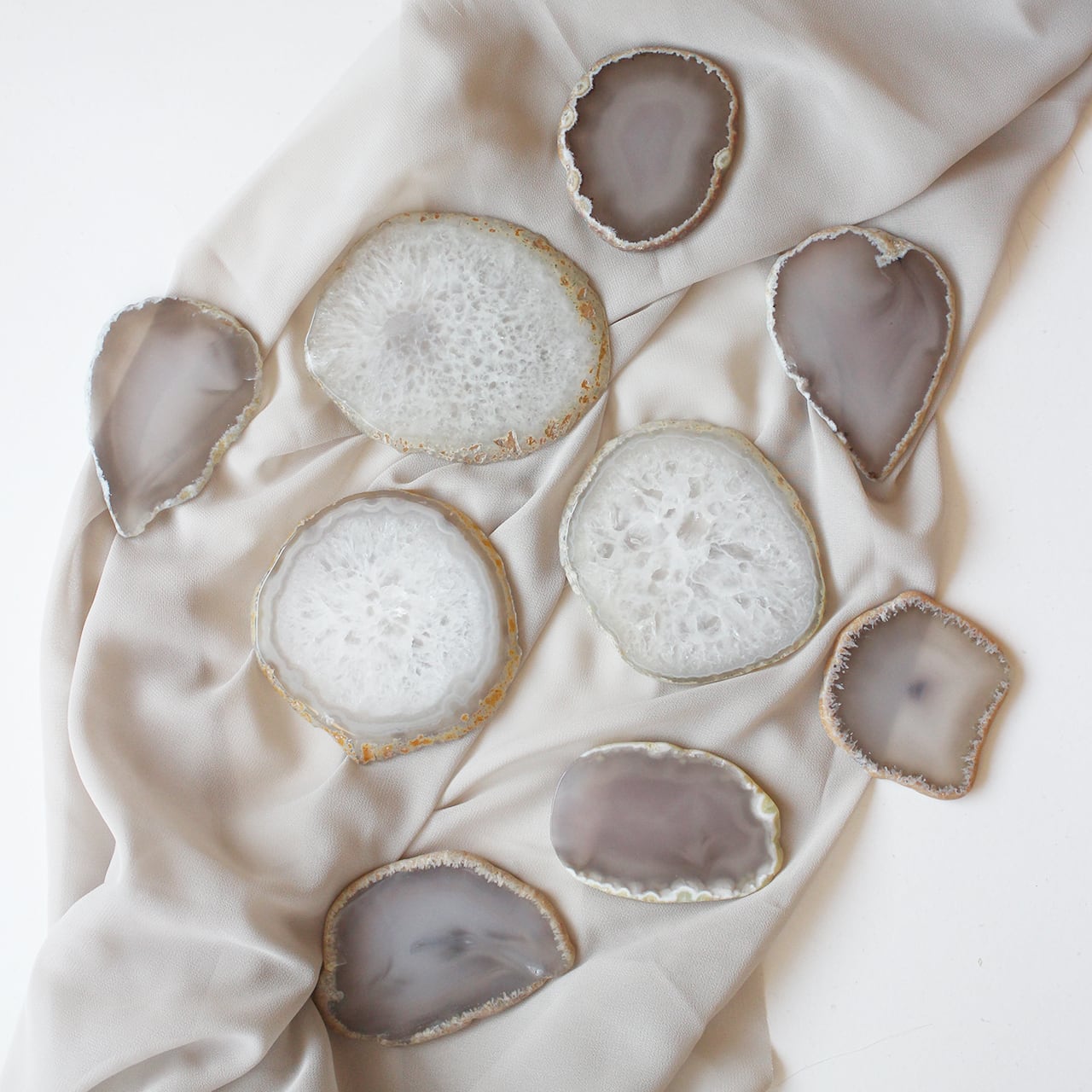 アゲートプレート3点セット／ホワイト・グレー（オーダーメイド