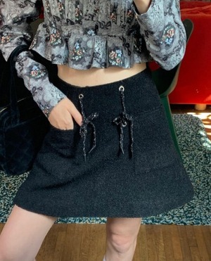 [seooocookie] black string skirt 블랙 스트링 스커트 正規品 韓国ブランド 韓国ファッション 韓国代行 韓国通販