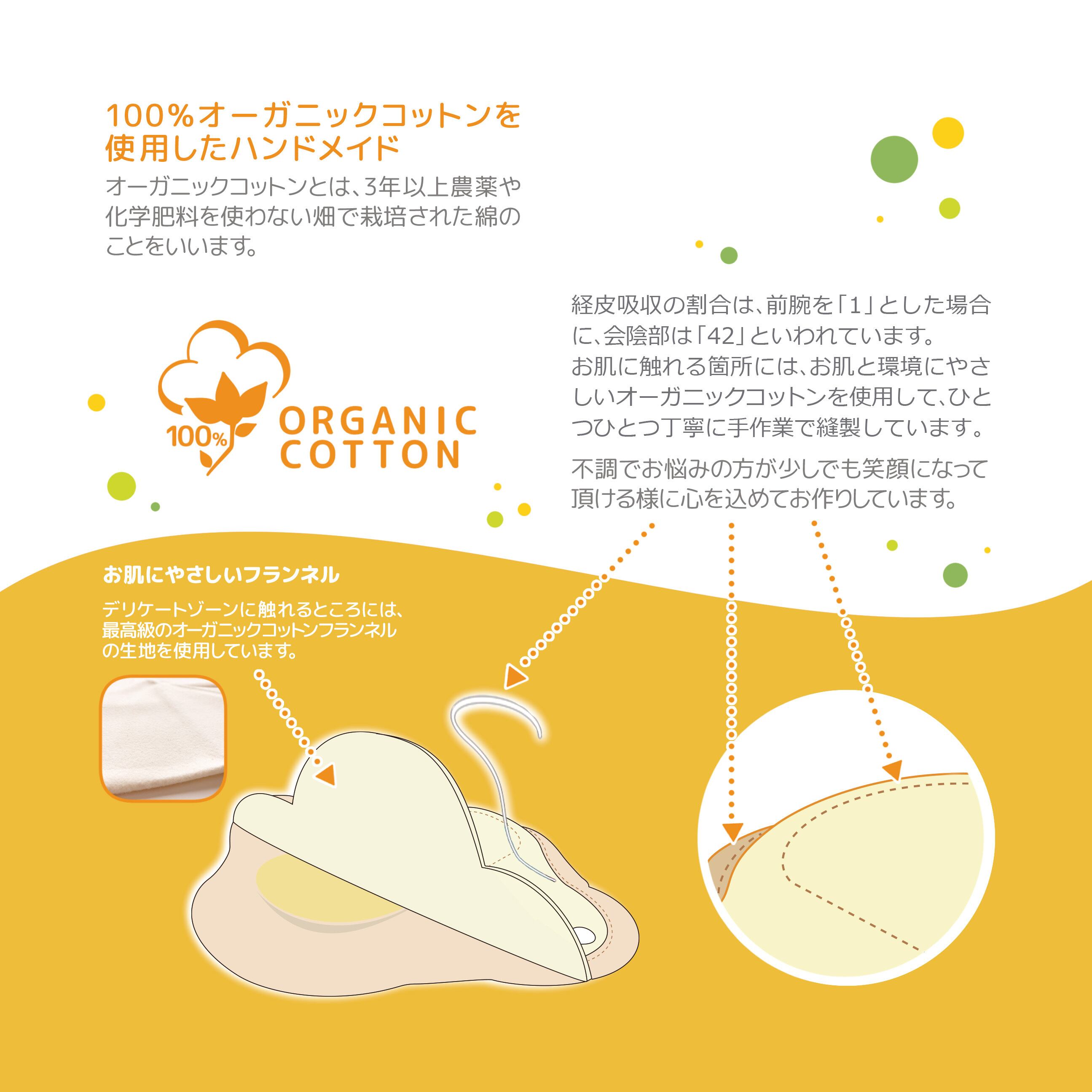 温活》おまたカイロ専用オーガニックコットン布ナプキン2枚＋カイロ2個