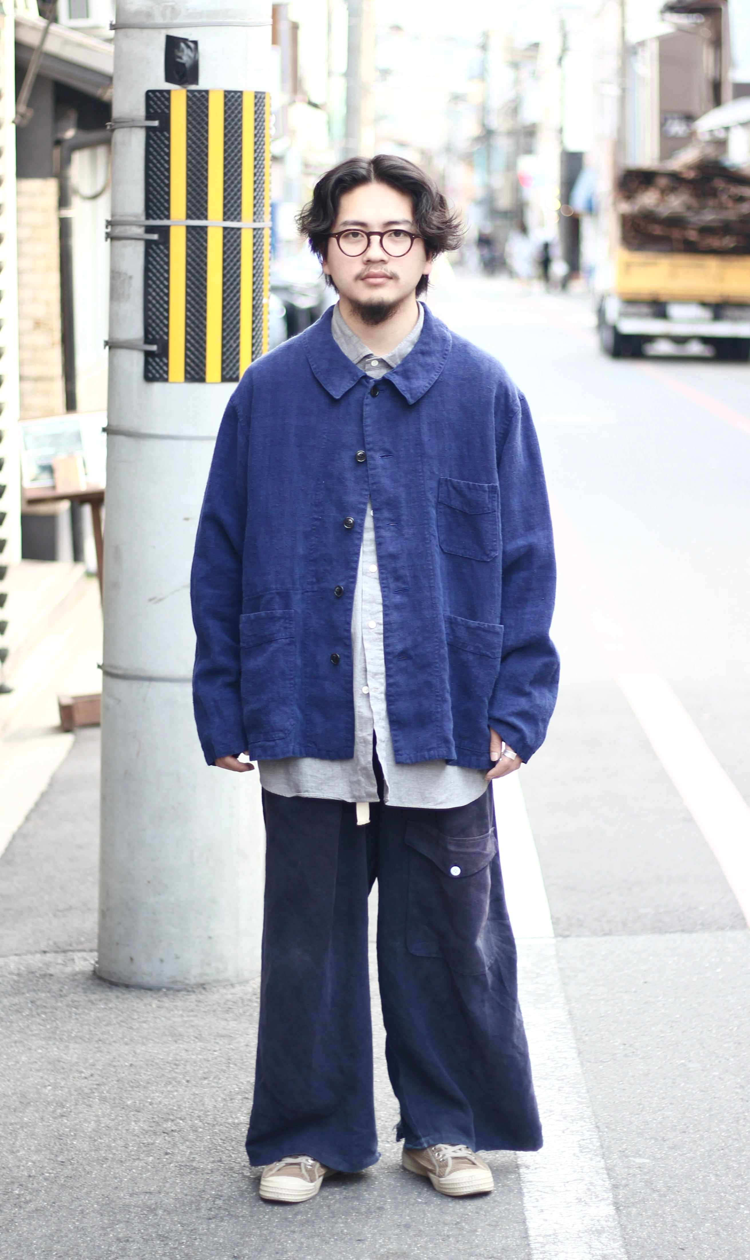 Achuu antique リネン　ダブルブレストワークジャケット　フランス Achuu original antique linen jacket | 京都古着屋 Achuu