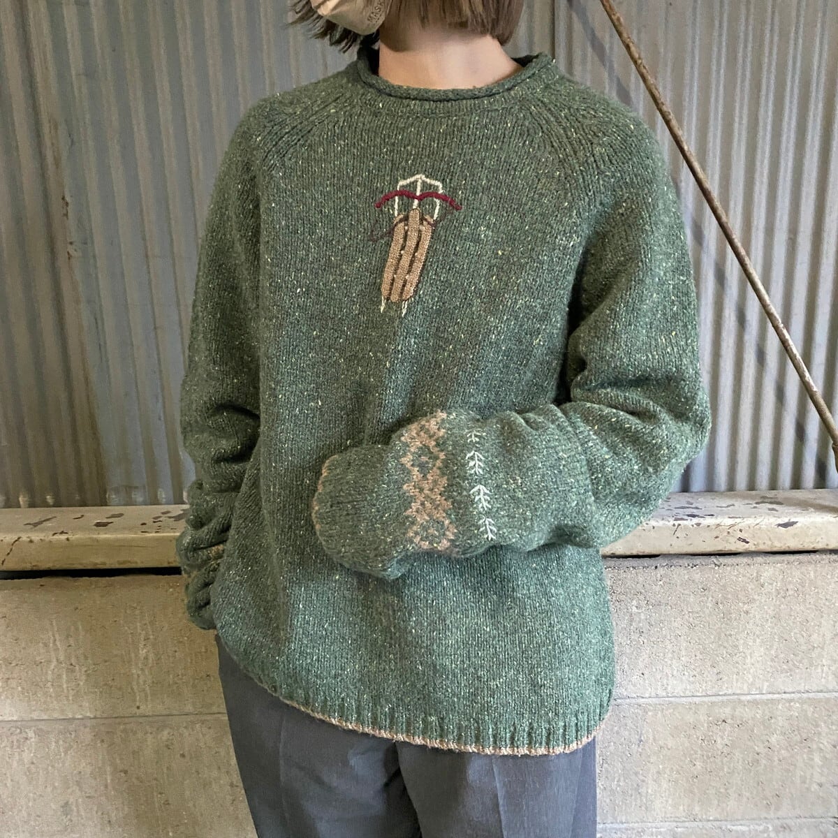 Woolrich ウールリッチ ロールネック ウールニットセーター レディースL 古着 ソリ柄  フォレストグリーン【ニットセーター】【CS2301-30】【AN20】 | cave 古着屋【公式】古着通販サイト