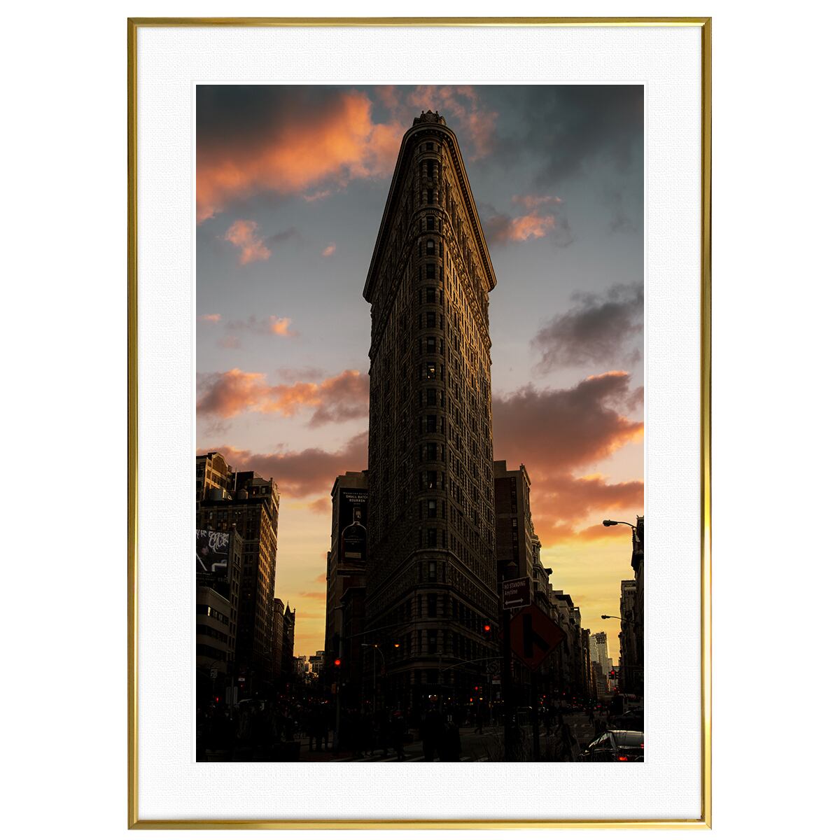 アメリカ写真 ニューヨーク 夕日に染まるフラットアイアンビルディング インテリアアートポスター額装 AS1939