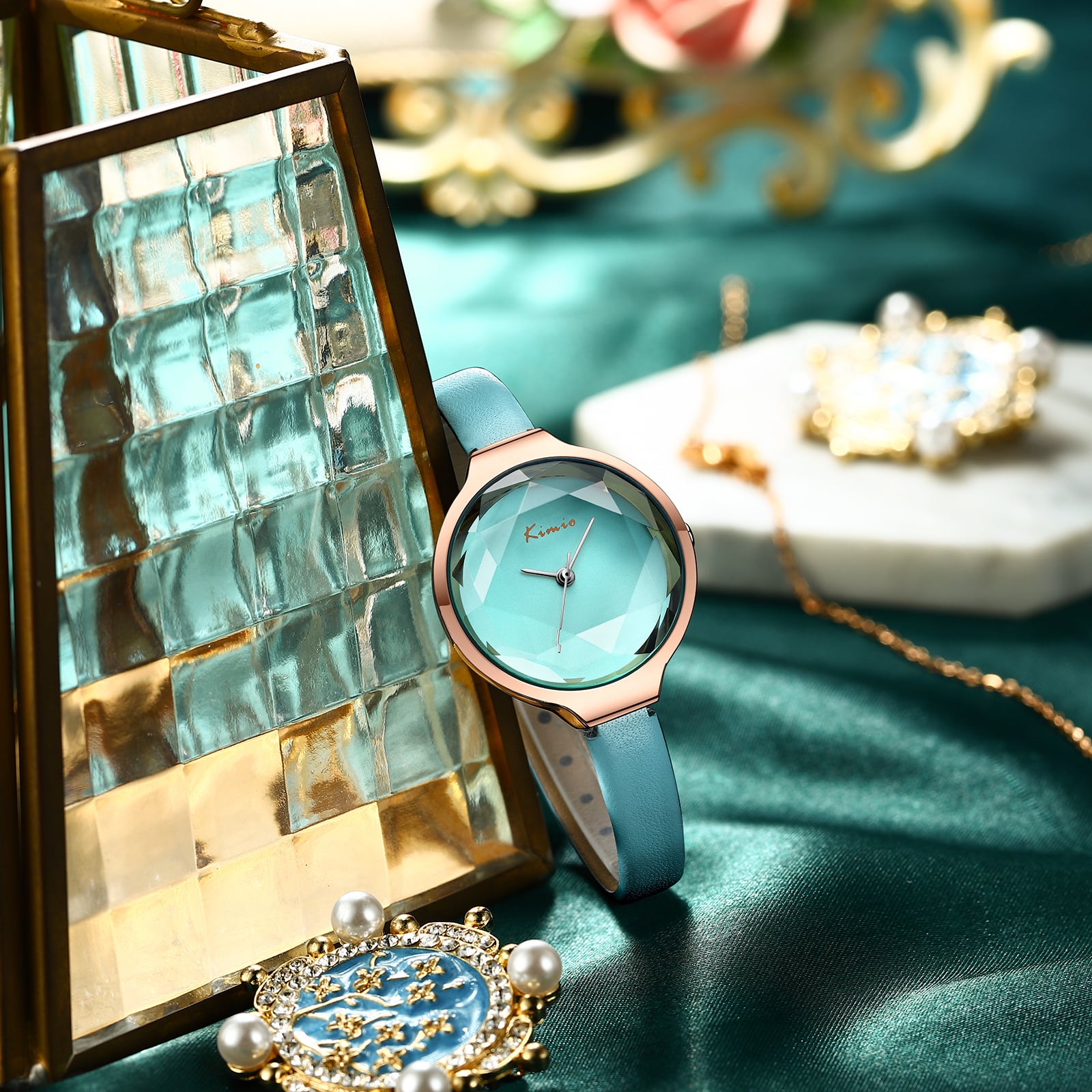 Kimio AF-Z1012 Facet(Aquamarine) 腕時計 レディース AromaFlat watch shop 腕時計 レディ―ス  工房