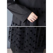 ドット柄 シースルー 切替ワンピース 00319