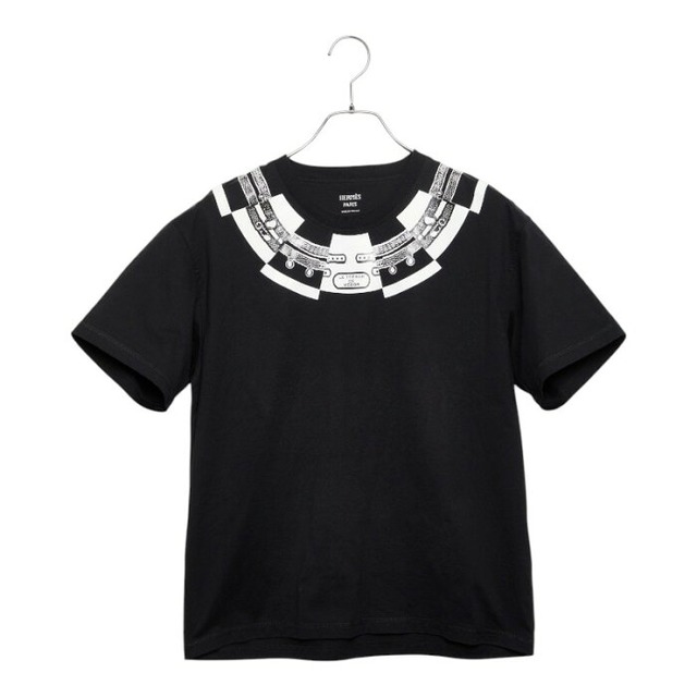 エルメス カルトゥッシュ Le Tresor de Medor Tシャツ 半袖 サイズ40 2H4612DU ブラック コットン メンズ HERMES 【中古】