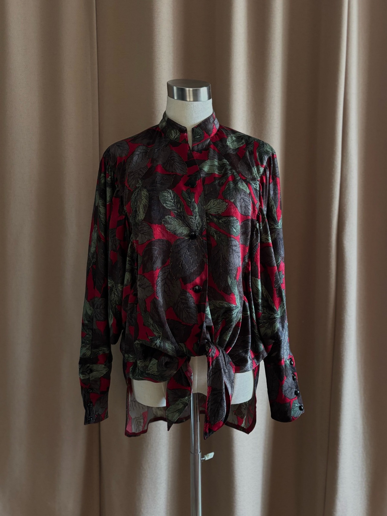 leaf pattern dolman sleeve shirt-4885-9
